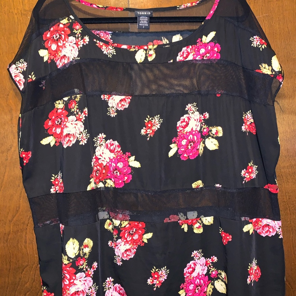 Torrid Floral Mesh Blouse